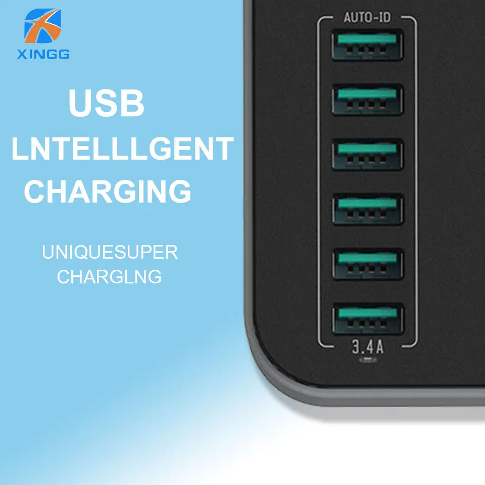 ЕС Plug power Strip с 1,6 м электрический провод-удлинитель 6 usb зарядный порт 3 розетки защита от перегрузки 2500 Вт удлинитель электрический