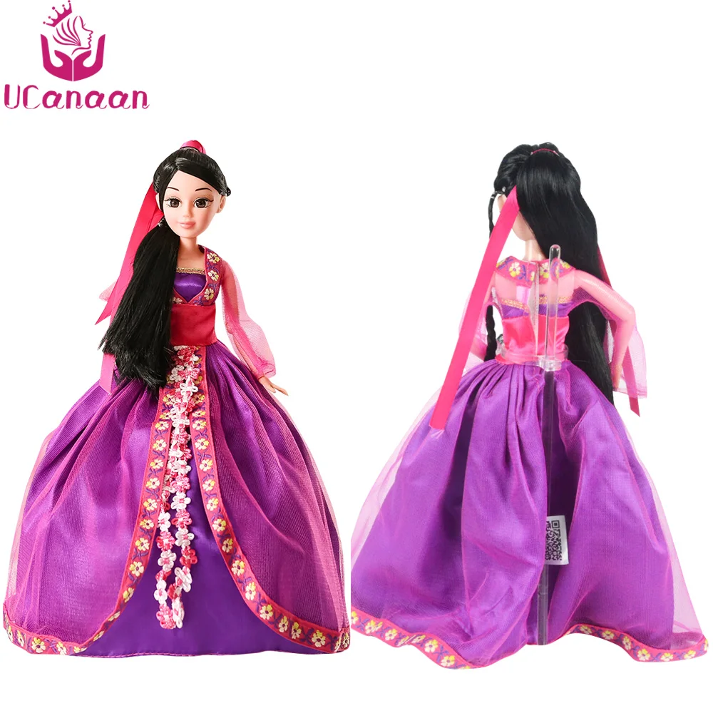 UCanaan Хуа мулань 30 см кукла черные длинные волосы Игрушки для девочек 3D глаза 12