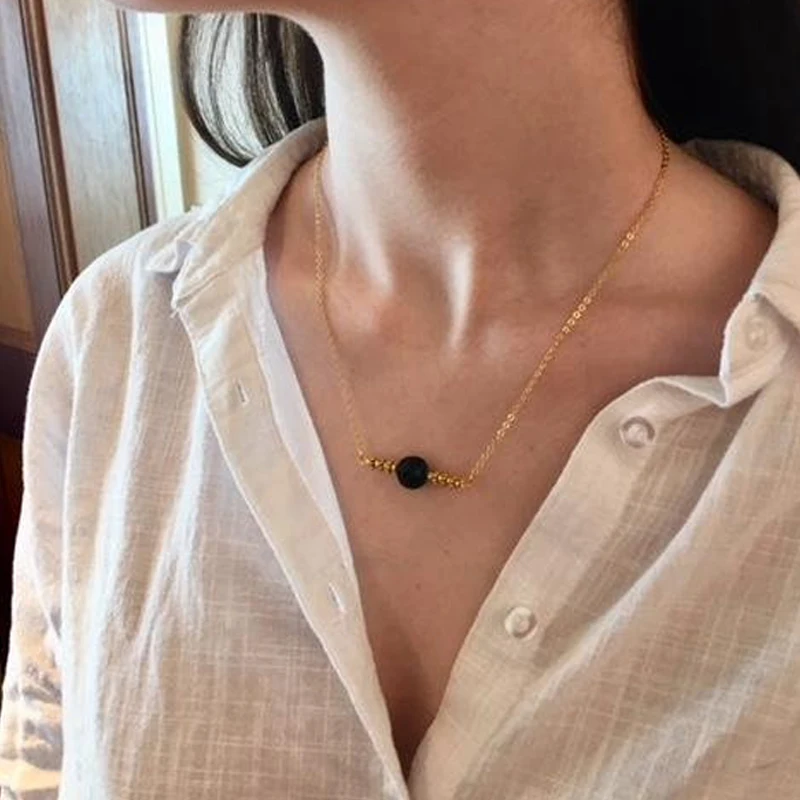 1pcs) Lava Stone Essential Oil Diffuser Necklace Aromatherapy Jewelry Minimalist Pendant Ball New | Украшения и аксессуары