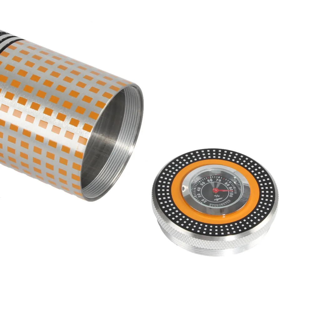 Cigar Tube Metal Travel Cigar Humidor with Hygrometer Humidifier