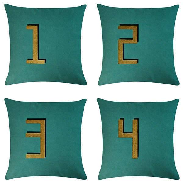 

45 * 45cm Simple Modern Design Arabic Digital Cushion Cover with Green Background Square Sofa Pillowcase for Home Decoration