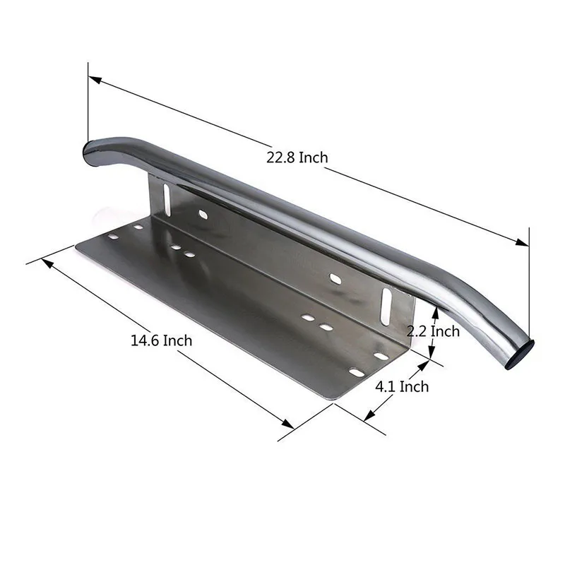 

23" Chrome Bull Bar Front Bumper License Plate Mount Bracket Work Lamp Holder US