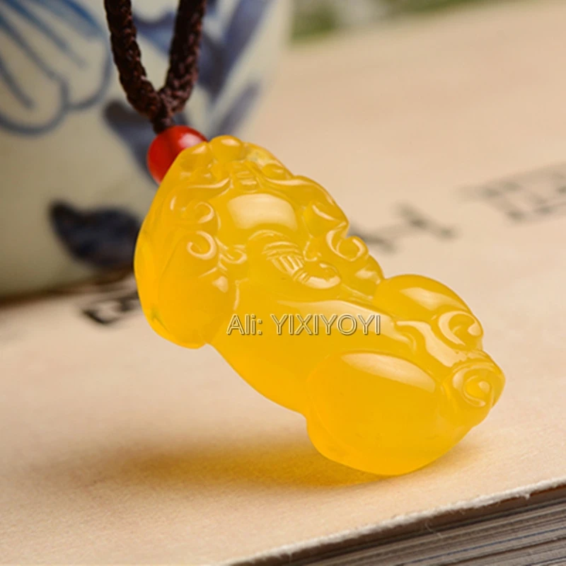 6pcs Handwork Natural White Green Red Agate Jade Carved Chinese Cute PiXiu Lucky Pendant + Rope Necklace Fine Jewelry