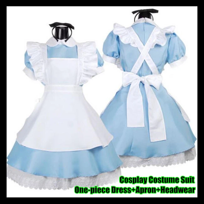 不思議の国のアリスの冒険コスプレコスチュームスーツ ワンピースドレスエプロンヘッドウェア ロリータメイドロードユニフォームウェアプレイ Lolita Maid Alice In Wonderland Cosplaycostume Alice In Wonderland Aliexpress