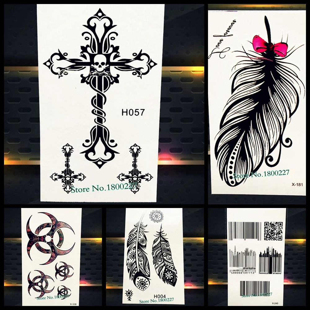 Us 0 34 10 Off Son Of God Jesus Cross Temporary Tattoo Black Ink Color Women Men Body Art Arm Tattoo Neck Sticker Pyf001 Waterproof Henna Tatoo In