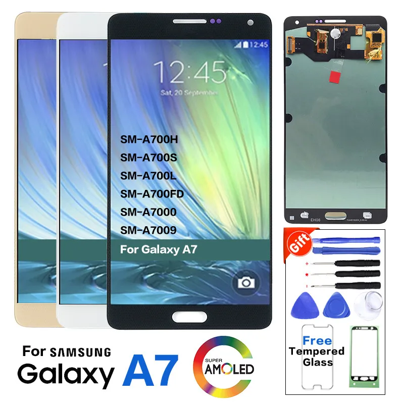 Оригинальный протестированный ЖК дисплей для Samsung Galaxy A7 2015 A700F A700 супер AMOLED