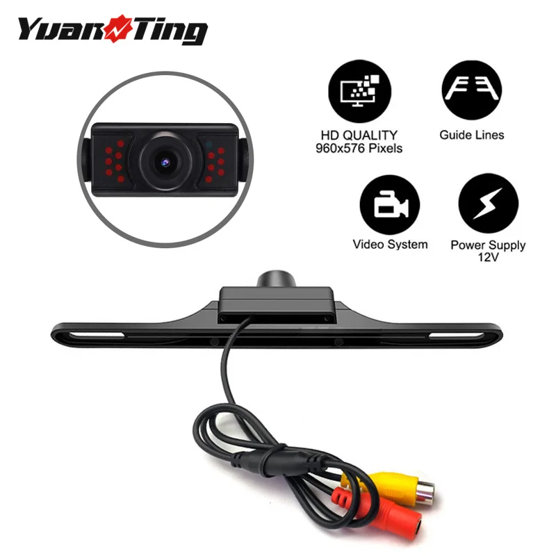 

YuanTing Car IR 14 LEDs Light License Plate Rear View Wide Angle Reverse Backup Camera Parking Assist Night Vision Waterproof