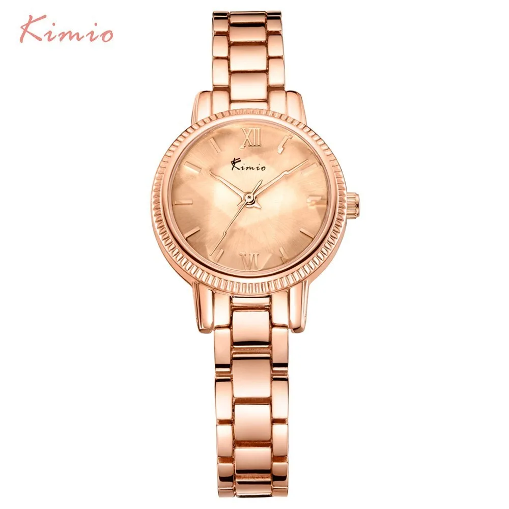 KIMIO Simple Thin Dial Gear-like Bezel Rose Gold Womens Watches Top Brand Quartz Bracelet Lady Watch Women's Watches Wristwatch KIMIO Simple Thin Dial Gear-like Bezel Rose Gold Womens Watches Top Brand Quartz Bracelet Lady Watch Women's Watches Wristwatch