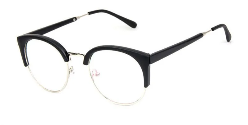 SHAUNA, ретро оправа для очков в стиле кошачьи глаза, фирменный дизайн, модные женские очки с полуоправой, винтажная мужская оправа - Цвет оправы: Matte Black Silver