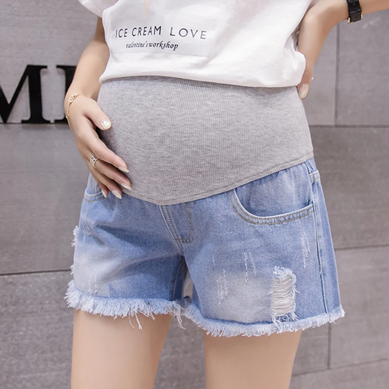 

Pregnant Women Short Pants Summer Maternity Jean Shorts Adjustable Waist Pregnancy Denim Short Feminino Maternity Clothing