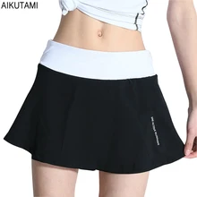 Женские теннисные шорты, дышащие, эластичные, высокая талия, с карманом на молнии, Спортивная юбка для тенниса, шорты для фитнеса, тренировки, бега