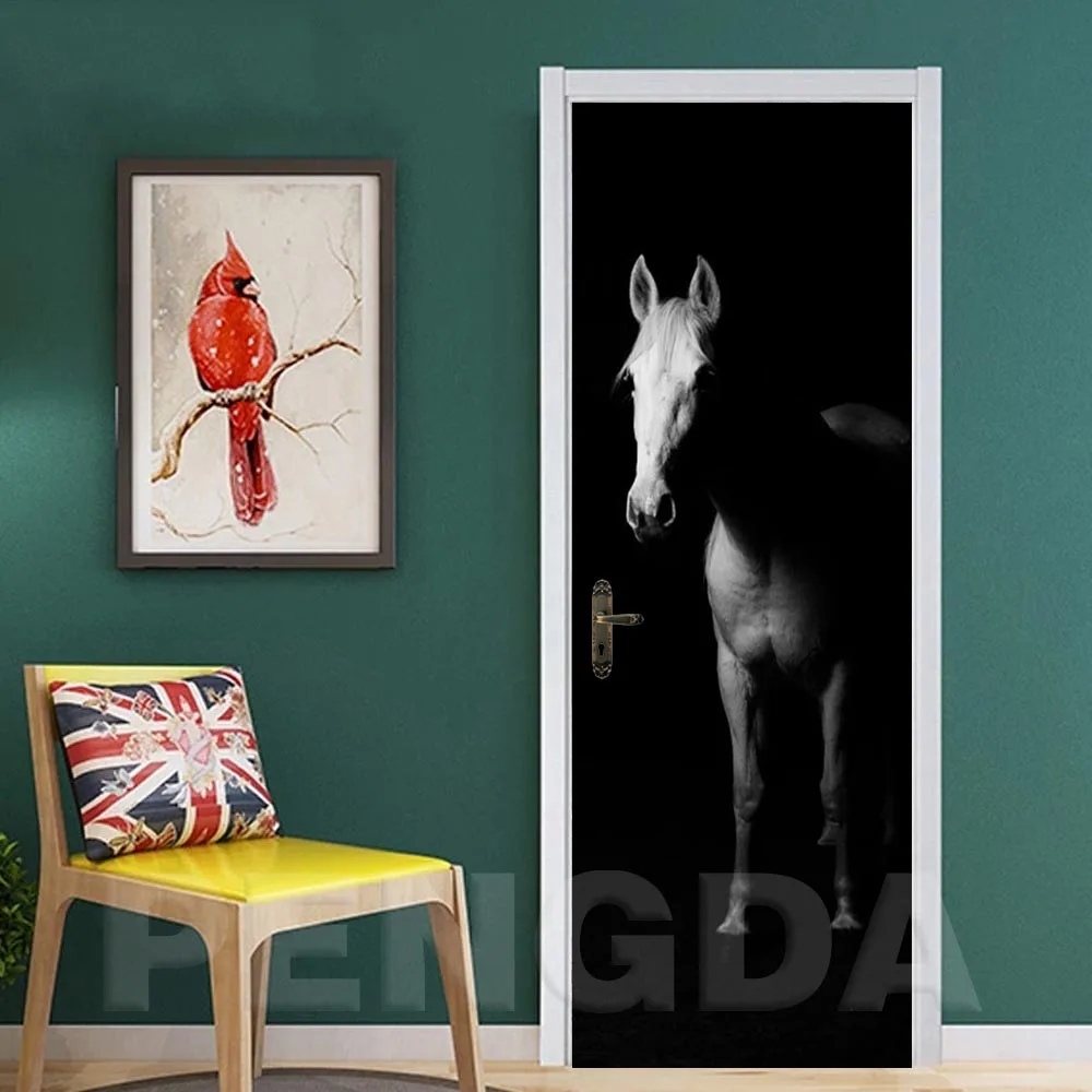 DIY ремонт Фреска водонепроницаемые обои принты Декор аниамл наклейка "лошадь" самоклеющиеся двери в спальню Фото домашний дизайн - Цвет: Door LXR2879-03