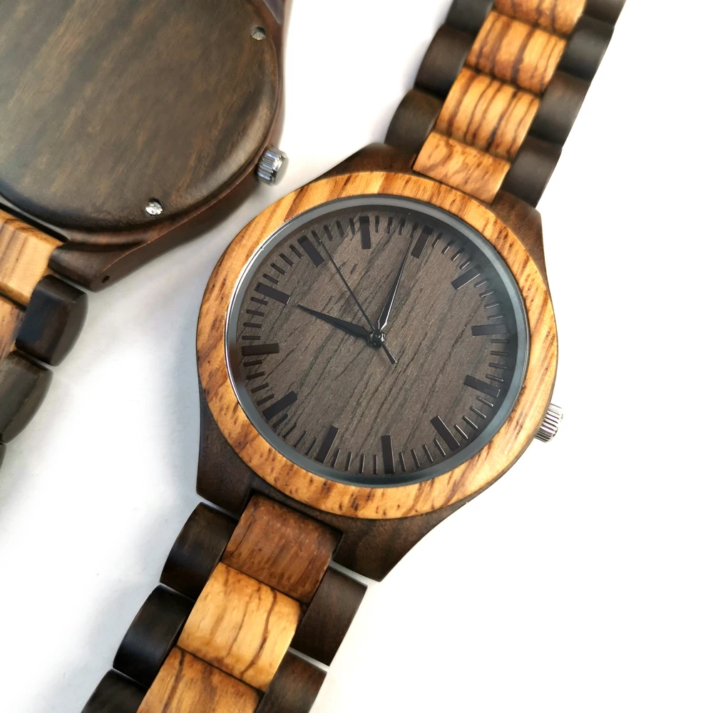 Wife to MY Husband I Love You ENGRAVED Wooden & Ebony Watch