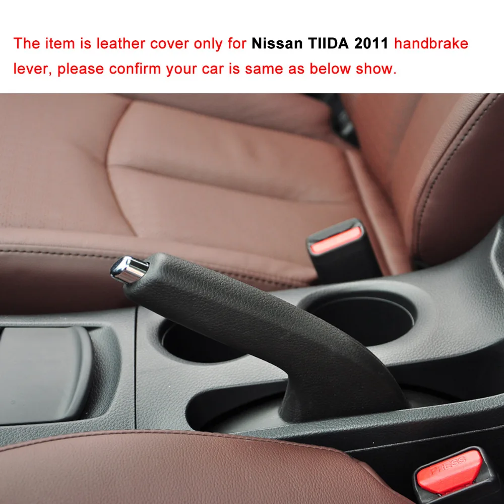 Car Handbrake Covers Case for Nissan TIIDA 2011 Auto Handbrake Grips Genuine Leather Cover