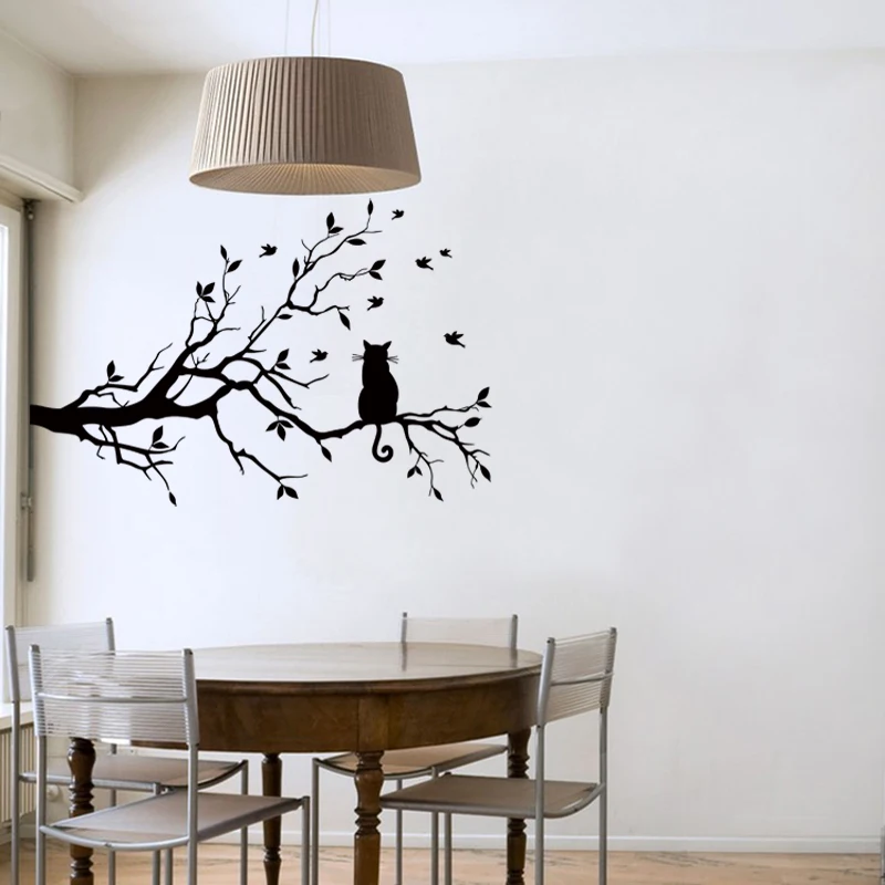 Cat On Tree Branch Birds Vinyl Wall Sticker Wall Art Decorative Stickers,Glass Window Sticker Kitchen Wall Stickers Home Decor Cat On Tree Branch Birds Vinyl Wall Sticker Wall Art Decorative Stickers,Glass Window Sticker Kitchen Wall Stickers Home Decor