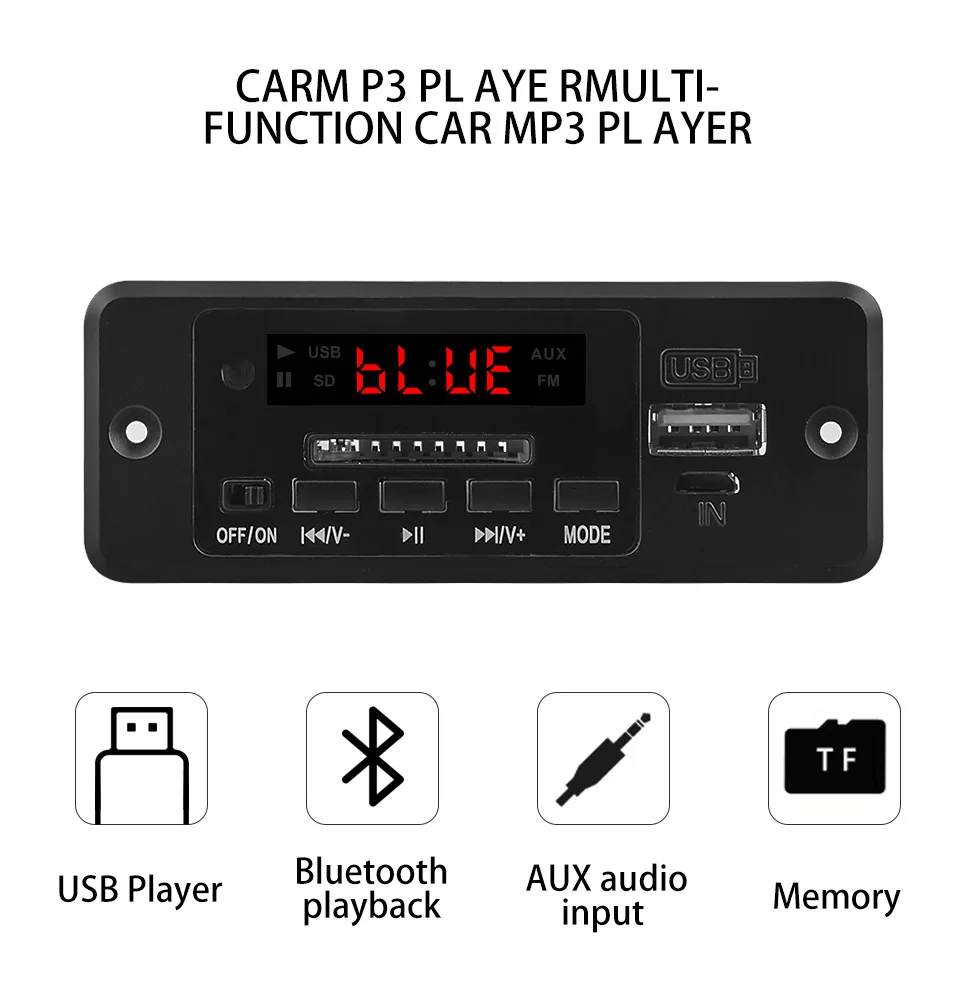 AIYIMA Bluetooth 5,0 приемник Музыка MP3 декодер плата AUX USB SD карта fm-декодирование с 2x3 Вт усилители мощности цифровой светодиодный дисплей