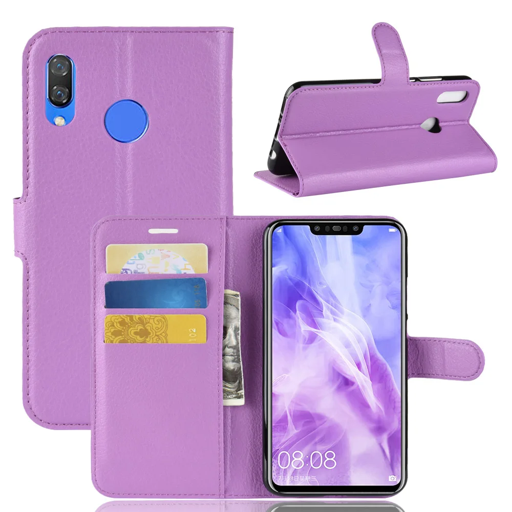 

10pcs/lot Lichi grain wallet PU Leather+TPU Cover Case with card slot For Mate 20 Lite Huawi Nova 3i Honor 8X Y7 Pro 2018