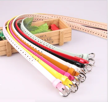 

Hot Sales Thin Women Belt Pin Buckle Red White Black Hollow Waist Belt Metal Oval Head Accessories Classic Simple for Female