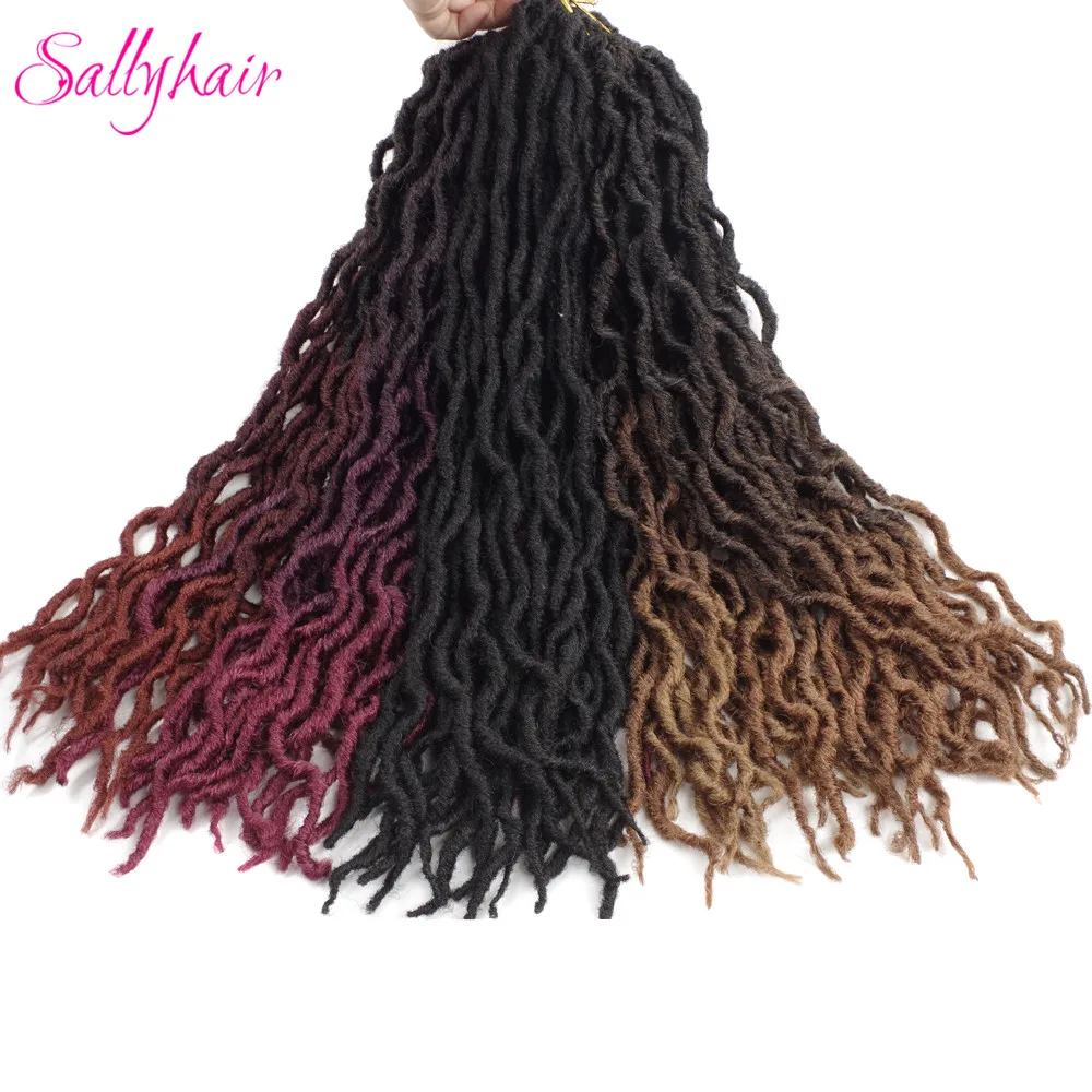 Sallyhair вязанные косички для наращивания волос 24 пряди/упаковка Faux locs Curly Ombre синтетическое плетение волос 18 дюймов