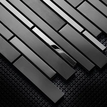 Блокировка глянцевая матовая Черная Нержавеющая Сталь металлическая полоса мозаичная плитка для кухни брандмауэр душ украшение стены