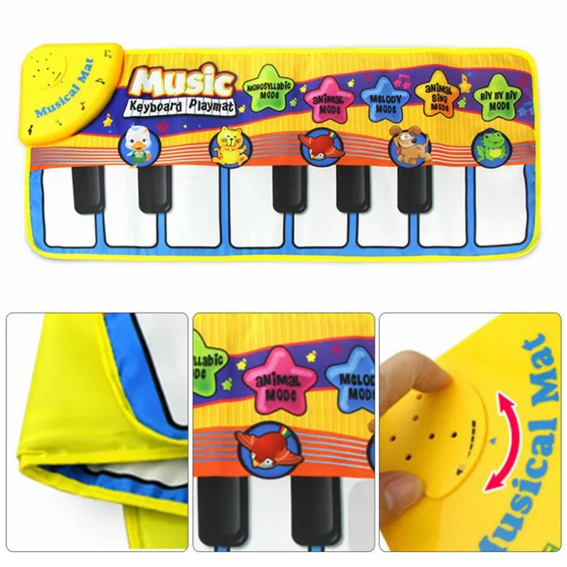Multifunctional Kids Informative Educational Musical Toys Innovative Musical Kid Piano Play Mat with Lovely Animal Pattern