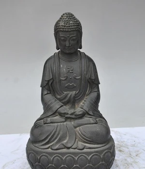

9" Old tibet buddhism pure redbronze sakyamuni Tathagata Rulai Buddha statue