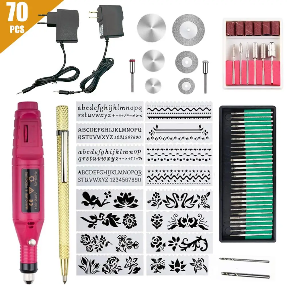 

70pcs/set Mini Engraving Tool DIY Kit Multi-function Electric Engraving Nail Polishing Rotating Tools