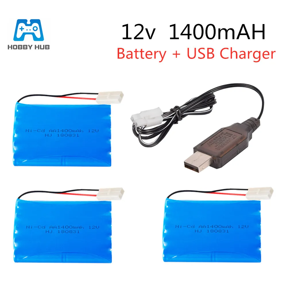 12v 1400mah AA Rechargeable Battery for RC Boat car Toys Lighting faclities Electric Remote Control Toys 12V Battery EL-2PRedinsquare