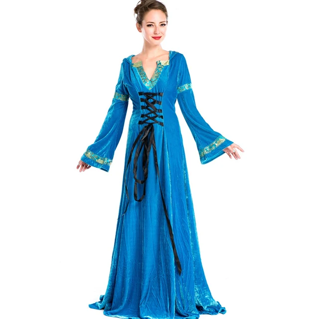 Blue Renaissance Princess Fancy Dresses European Retro Medieval Fantasias Outfit Uniform Womens Halloween Themed Party Costume Blue Renaissance Princess Fancy Dresses European Retro Medieval Fantasias Outfit Uniform Womens Halloween Themed Party Costume