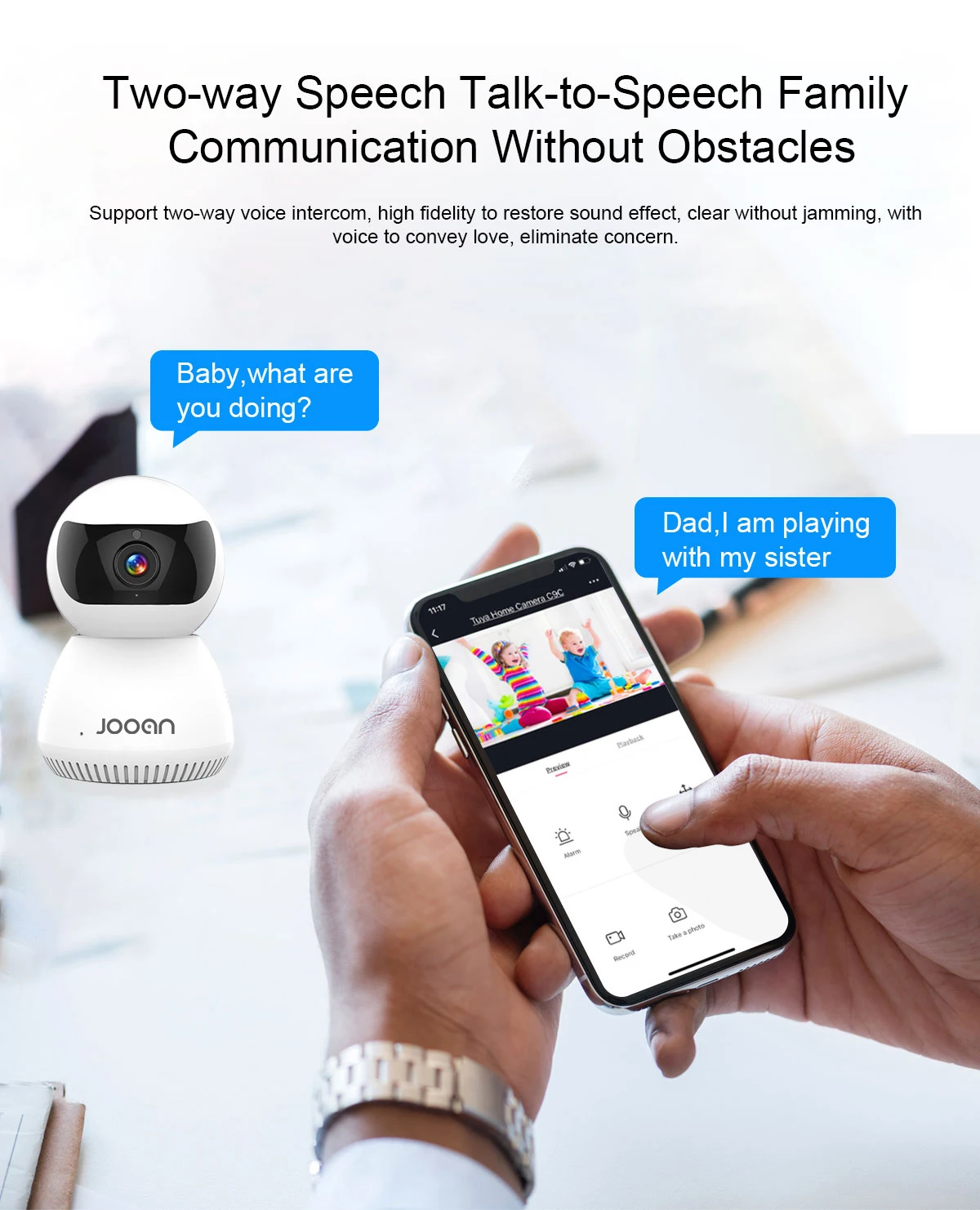 JOOAN IP камера беспроводная AI Tuya умная IP камера автоматическое отслеживание с полным дуплексным двухсторонним интерком для видеонаблюдения