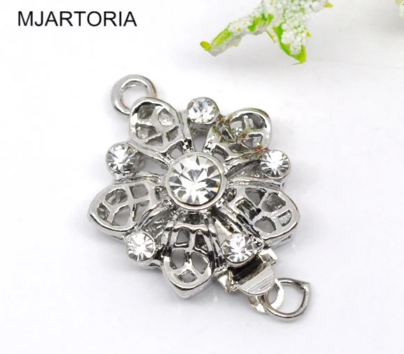 MJARTORIA Flower Rhinestone Clasps Jewelry Connectors