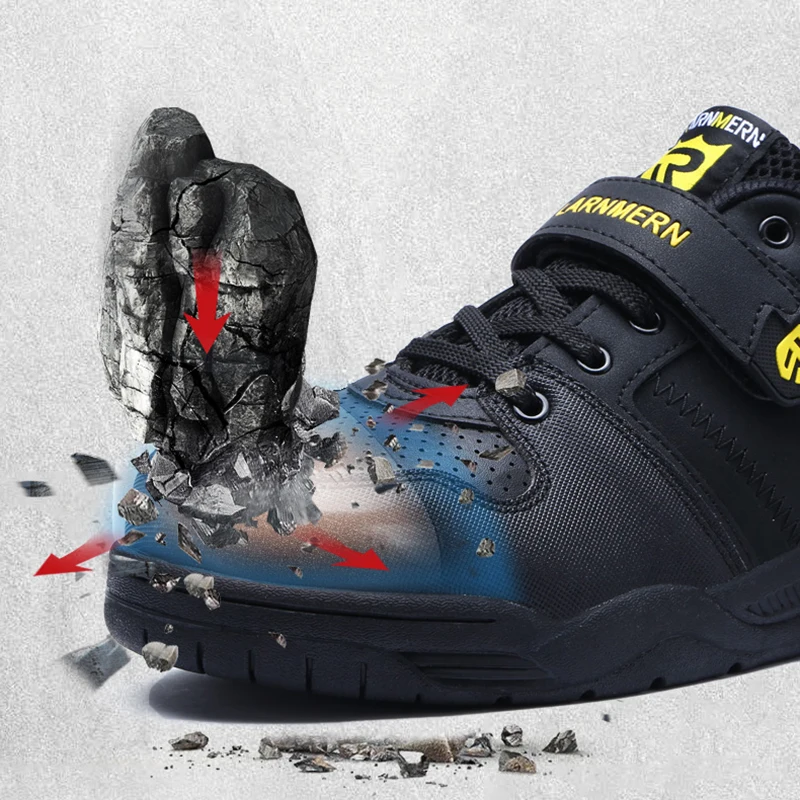 LARNMERN الرجال أحذية أمان الصلب اصبع القدم أحذية أمان للعمل للرجال تنفس في الهواء الطلق حذاء الكاحل الأحذية