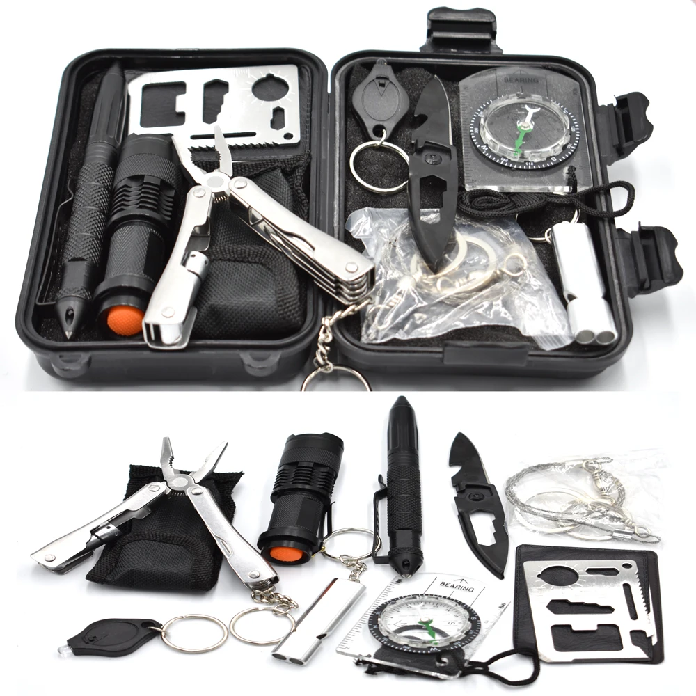 

9 in 1 survival kit Set Outdoor Camping Travel Multifunction First aid SOS EDC Emergency Supplies Tactical for Wilderness