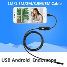 1 м/2 м/5 м 5,5 мм эндоскоп камера USB Android эндоскоп Водонепроницаемый 6 светодиодный бороскоп Инспекционная камера для Android PC