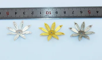 

30MM Gold/Silver/Rhodium/Bronze Plated Metal Paved Flat Flower Beads Caps Fashion Jewelry DIY Making Finding Accessories