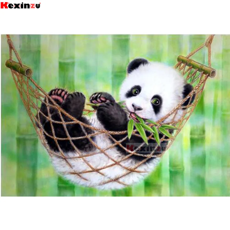 Kxinzu 5D алмазная вышивка животные панда крестиком DIY живопись Лошадь Алмазная
