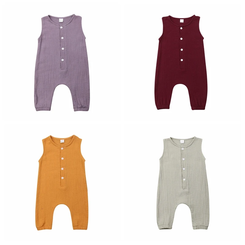 

Emmababy Fashion Cute Romper Solid Newborn Baby Boy Girl Sleeveless Romper Casual Jumpsuit Outfits Clothes