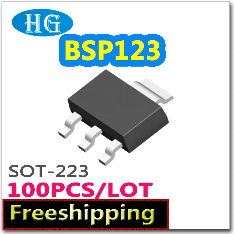 

Smd BSP123 100 шт./лот SOT223, N-канал, 100 в, 0,37 А, pdf, внутри, mosfet