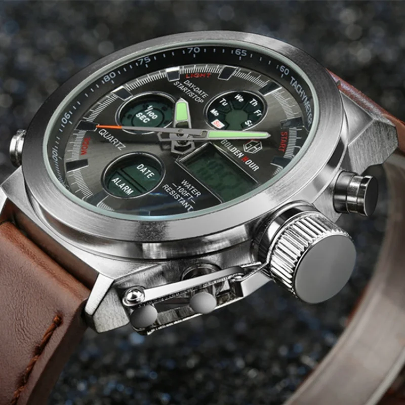 おすすめ 50m Dive Watches Military 送料無料 Amst Nylonamp Leather Lux Brand Top Men Watches Led Strap 男女兼用腕時計