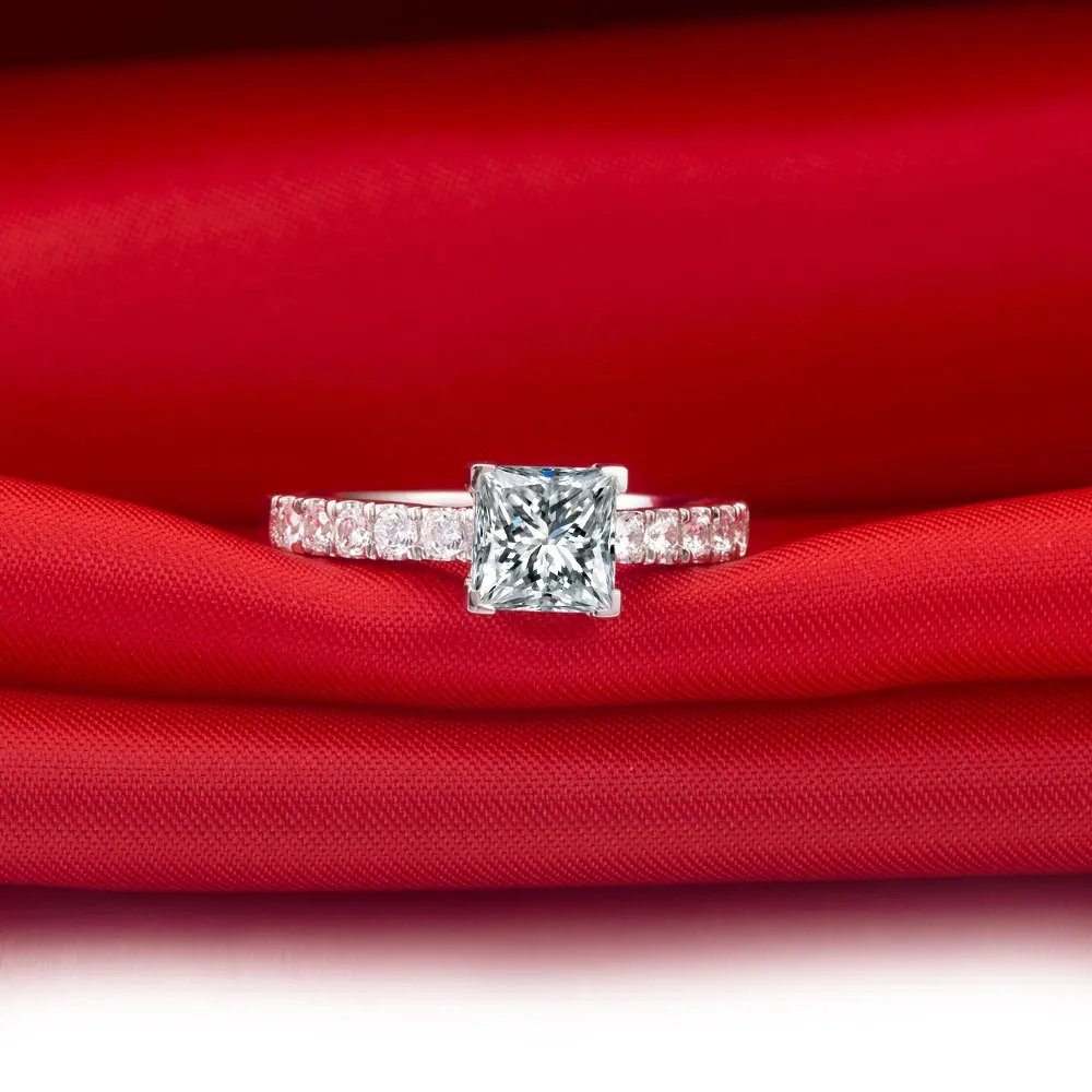1carat Princess Cut Charles Colvard Moissanite Engagement Ring 1carat Princess Cut Charles Colvard Moissanite Engagement Ring Solid 14k White Gold Women Wedding In Rings From Jewelry Accessories On