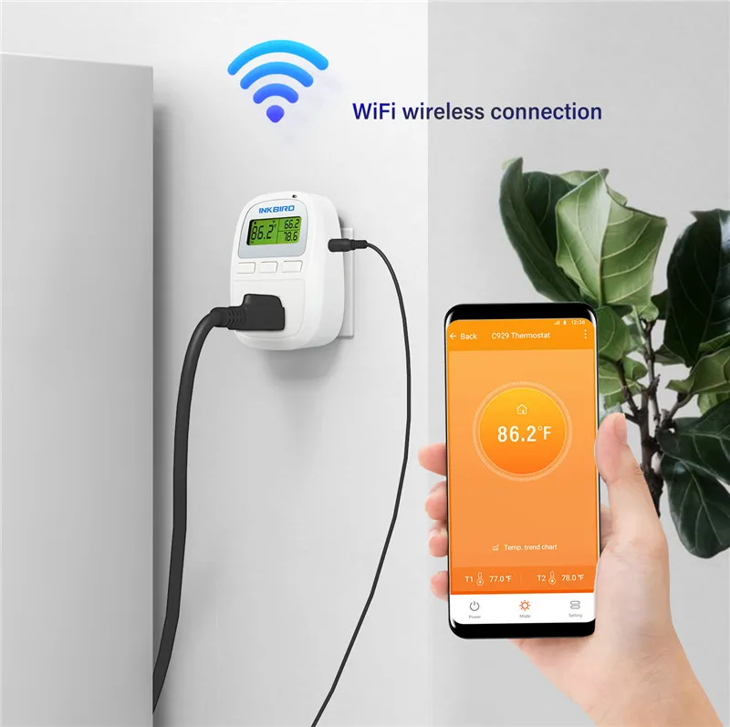 Inkbird C929 Wi-Fi Цифровой смартфон нагреватель и охладитель термостат Smart 120VAC 1200 Вт контроллер температуры IOS Android система