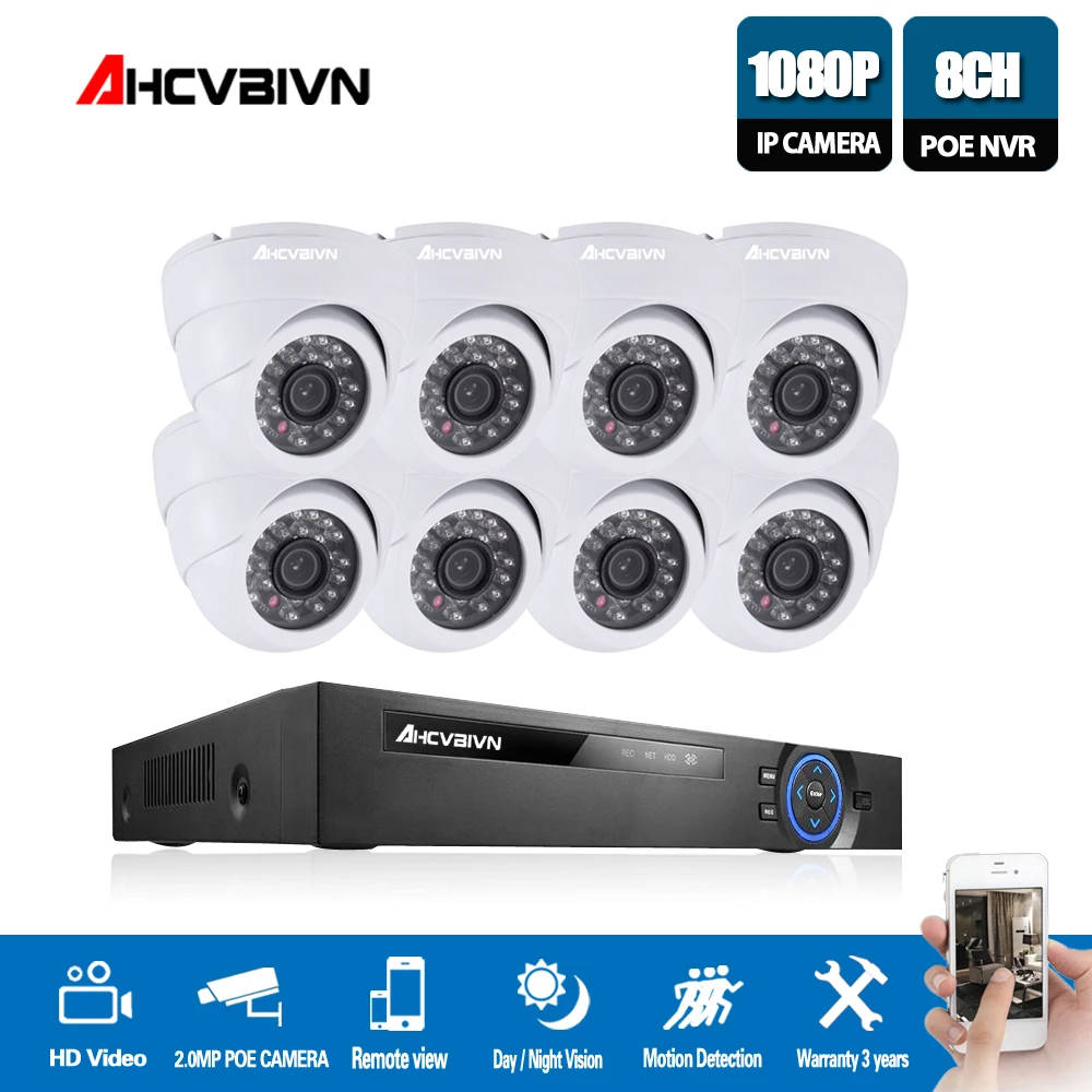 

8CH 5MP HDMI POE NVR CCTV System 2MP Indoor IP Camera P2P Onvif Security Surveillance Kit Motion Detect APP View