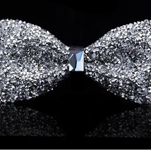 Лук галстук Кристалл Bling бабочка узел для Для мужчин Beadings свадебный банкет праздник клуба вечерние Жених сверкающих моды галстук