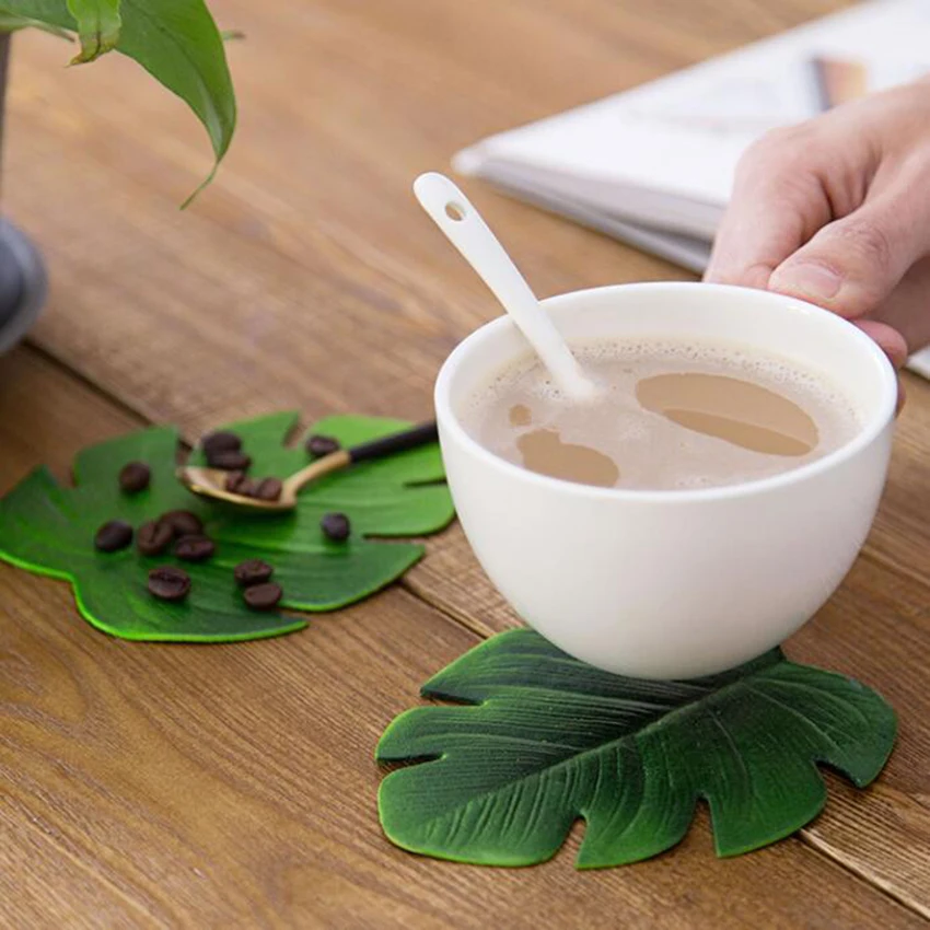 

Kitchen Placemat Leaves EVA Dining Table Mat Disc Pads Bowl Pad Coasters Waterproof Table Decor Cloth Pad Slip-Resistant Pad