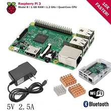 Standard Kit Raspberry Pi 3 Model B Board Rasp PI3 1GB RAM Quad Core With Heat Sink Adapter AC Power Supply 5V 2.5A With Case