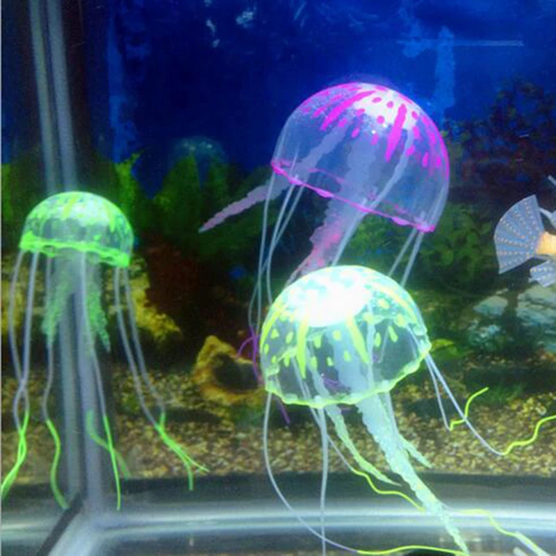 

New Small/Medium/Large Glowing Effect Artificial Jellyfish Fish Tank Aquarium Decoration Ornament