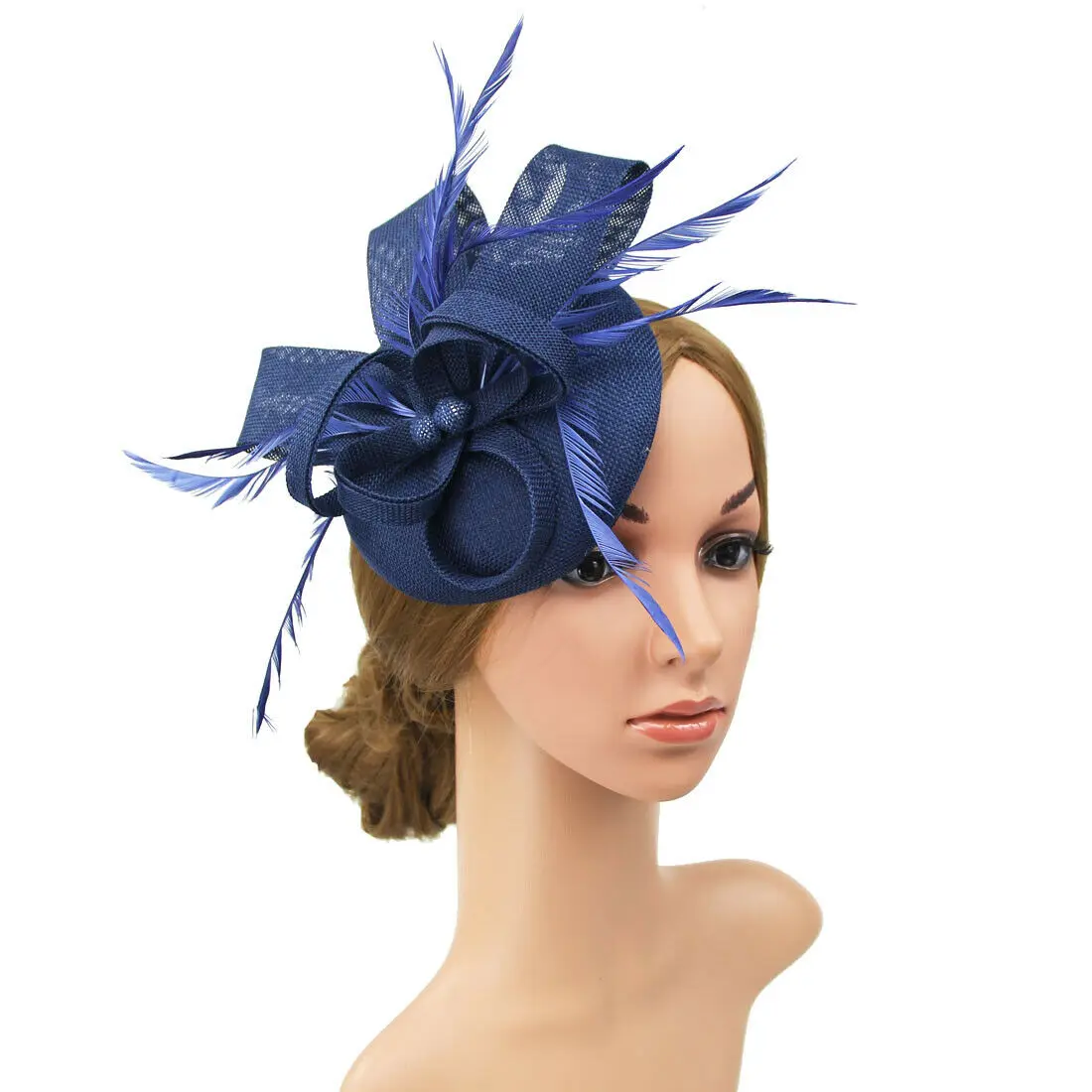 Женская Свадебная вечерняя сетчатая повязка на голову, Цветочная шляпа, очаровательные шапки - Цвет: Синий
