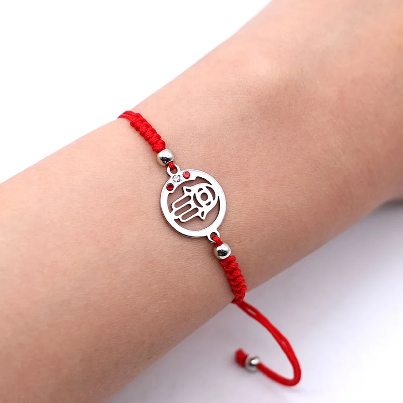 Simple Stainless Steel Hand elephant butterfly angel Bead Bracelet Red String Braiding Couple Bracelets Men Women Wish Jewelry