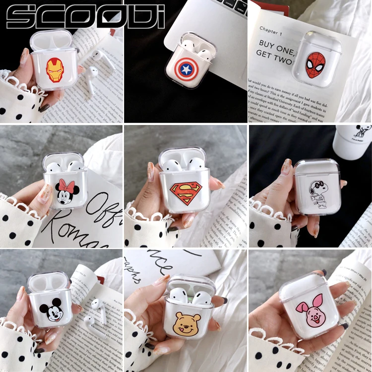 

Avengers Case For AirPods Superhero Avengers Captain America Spider-Man Batman Superman Iron Man Clear Plastic Case For airpods2
