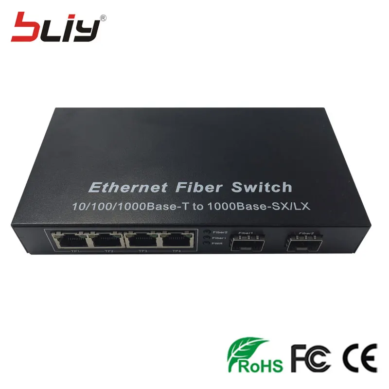 Bliy 4 гигабитный коммутатор poe медиаконвертер sfp plus poe оптоволоконный коммутатор производителей с 2 sfp портами и 4 poe портами FTTH